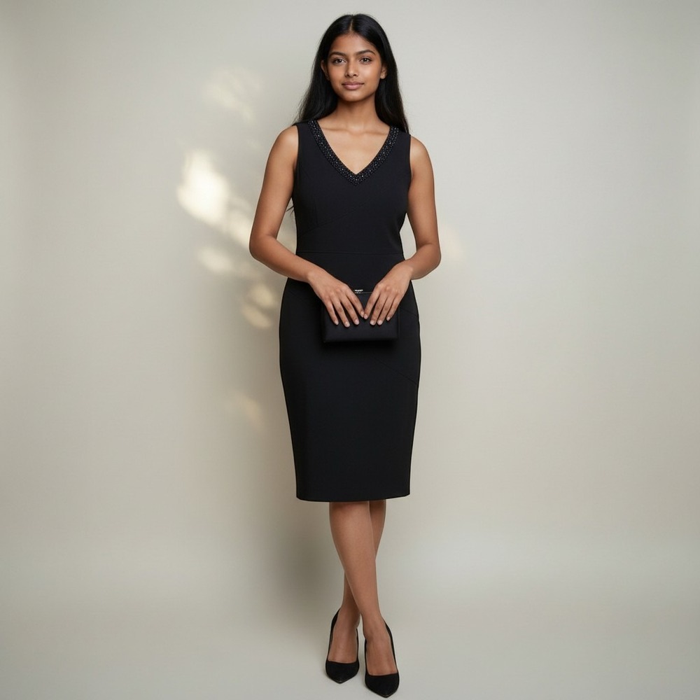 Maya Brooke WOMENS dress 18 Navy Blue Embellished Classy Career‎